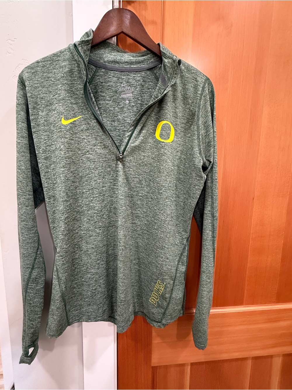 Nike Green Heather Quarter-Zip Pullover with Yellow Accents